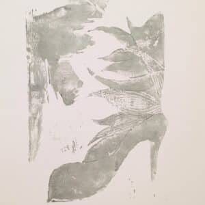 Kunstbild Linoldruck Linolbild handgefertigt gedruckt Shoe Silber grau | Wandbild | Wandekoration