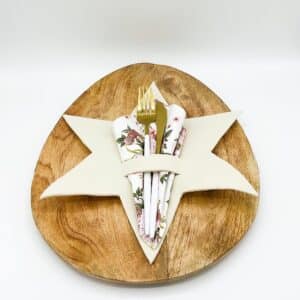 Stern Besteckhalter aus Filz I Natur I Creme I Tischdekoration I XXL groß 28 cm I beige I Handmade